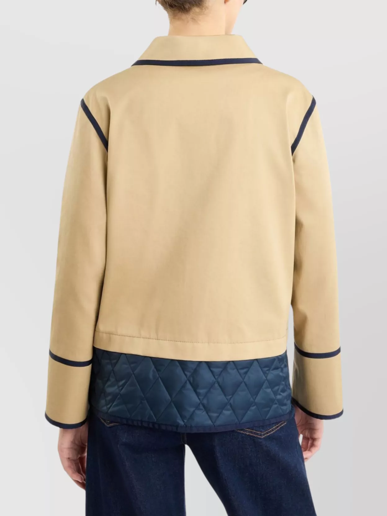 Fay Quilted Hem Coat Contrast Trim Front Pockets