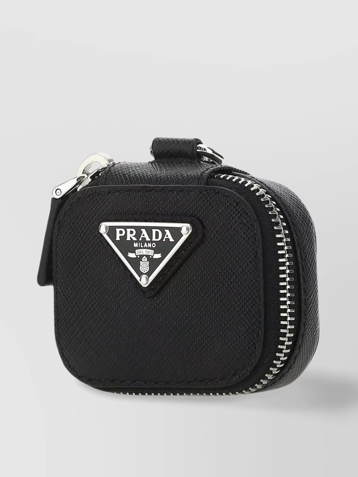 Prada Leather Air Pods Case With Chain-Link Shoulder Strap