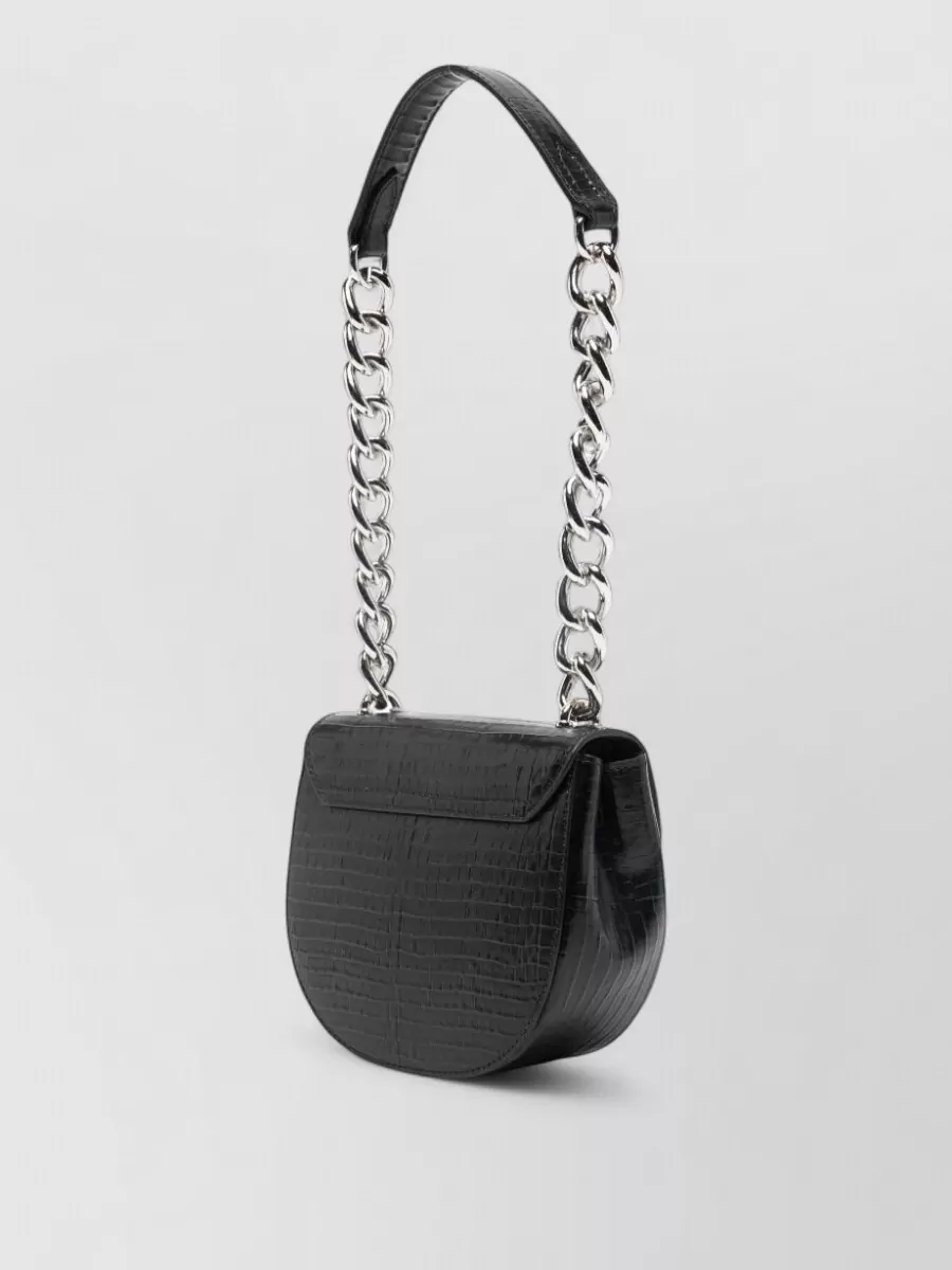 Vivienne Westwood Curved Shoulder Bag Croc Finish Chain Strap