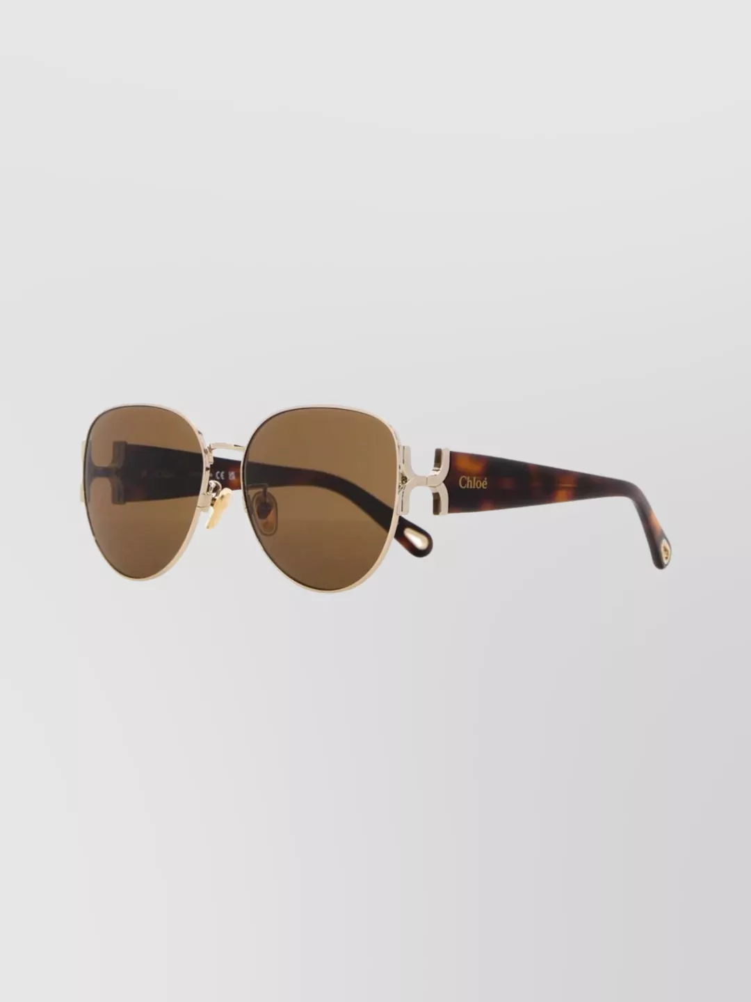 Chloé Metal And Acetate Sunglasses With Nose Pads In Gold