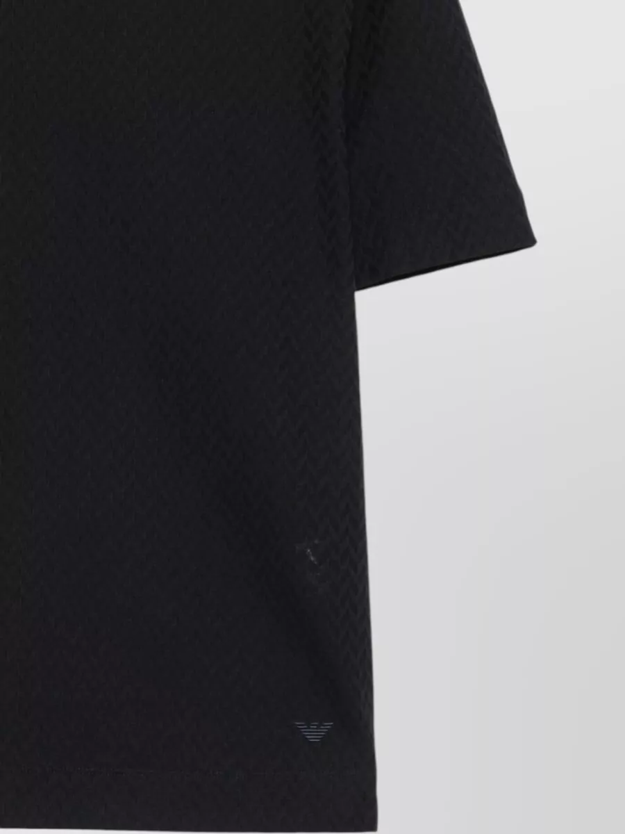 Emporio Armani Cotton Chevron-Knit Crew-Neck Short-Sleeve T-Shirt