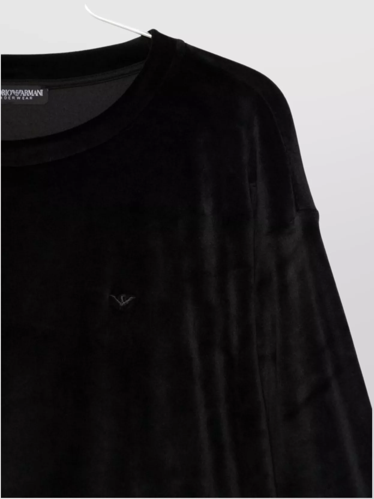 Emporio Armani Velvet Crew Neck Long Sleeve Knit Top