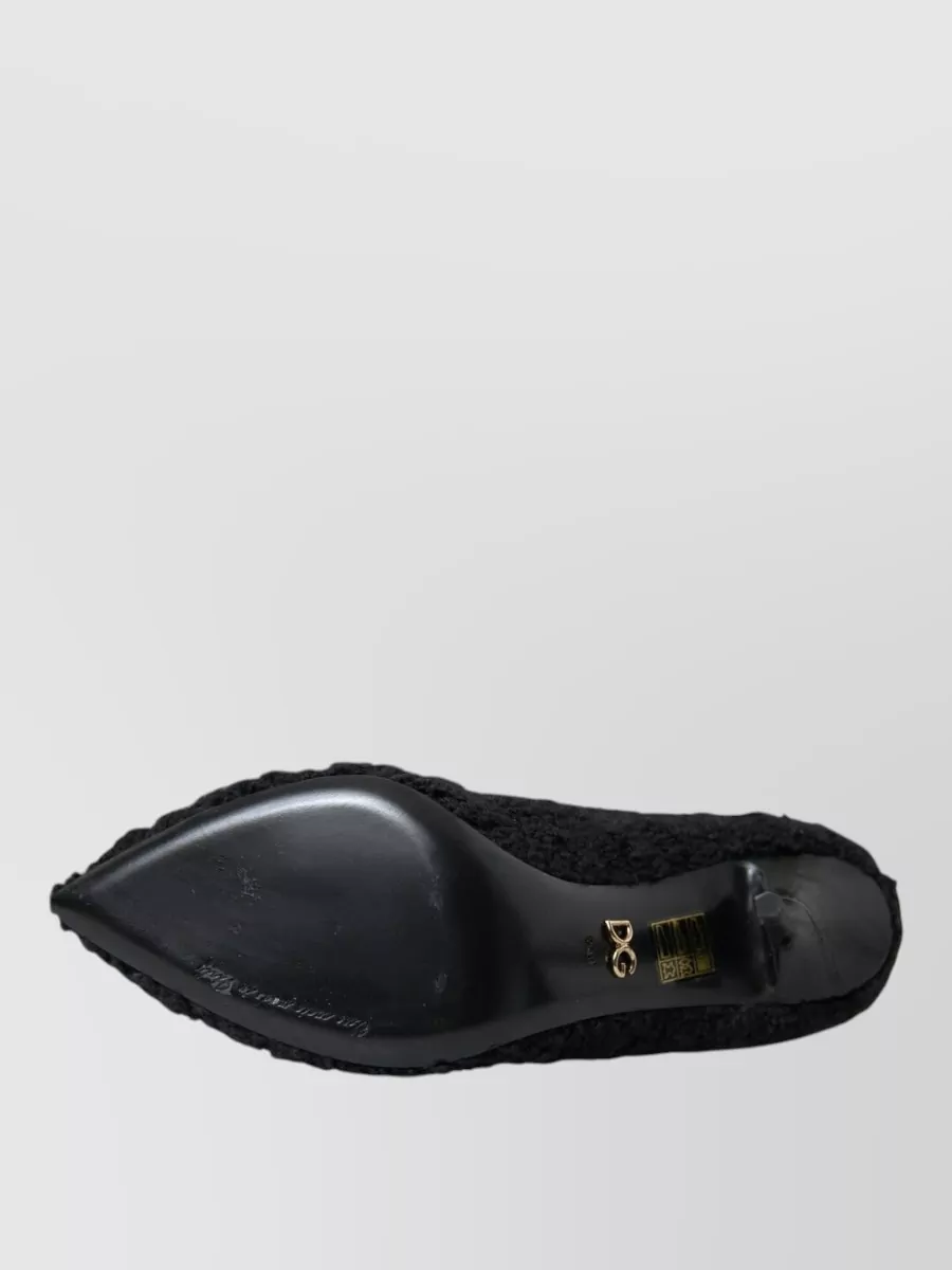 Dolce&Gabbana Bouclé Mid Calf Stiletto Boots
