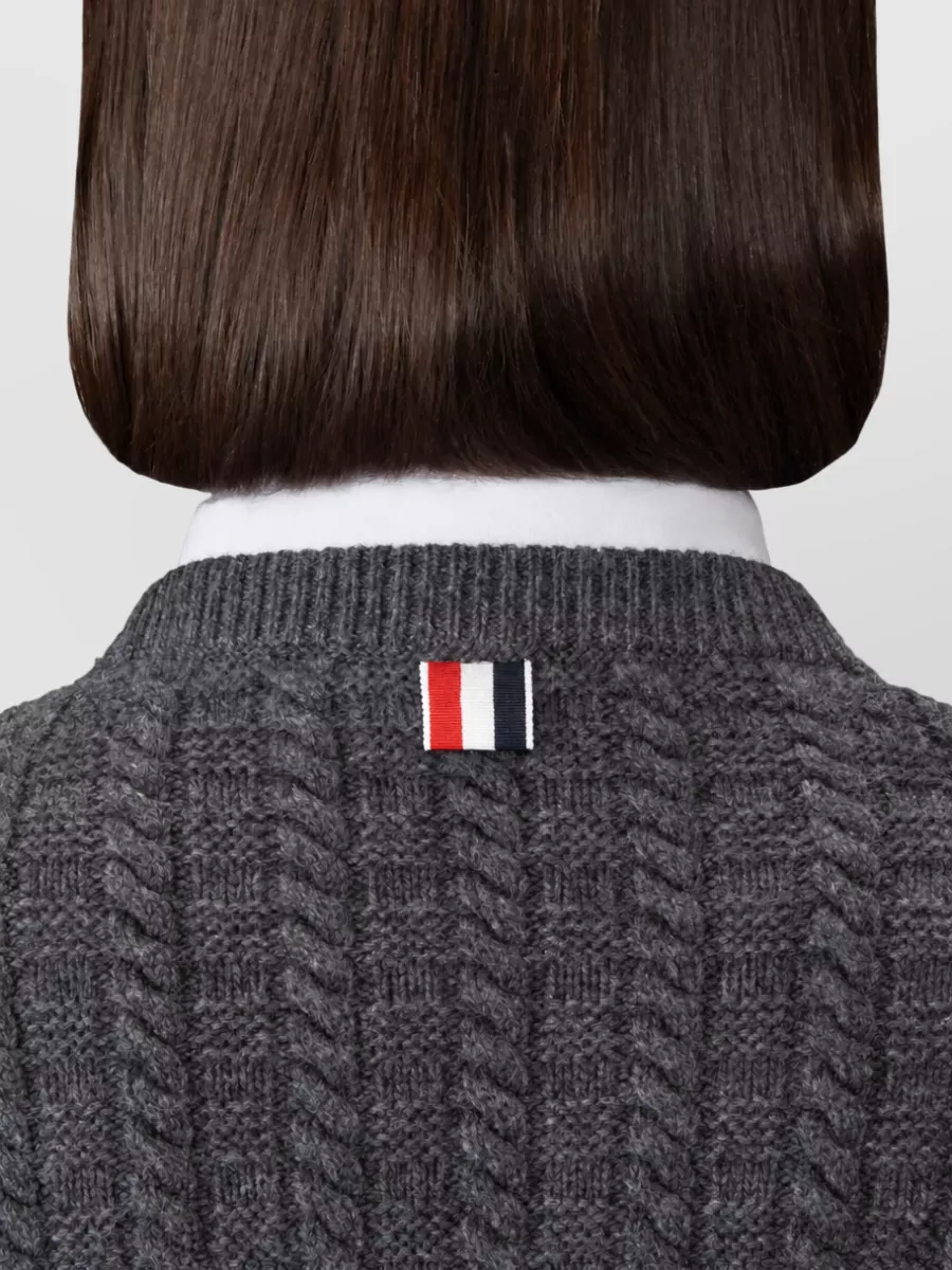 Thom Browne Cable-Knit Intarsia Crew-Neck Wool Jumper