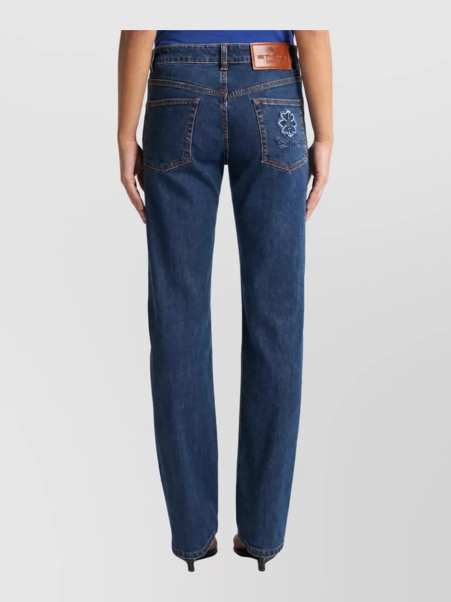 Etro Embroidered Straight-Leg Jeans