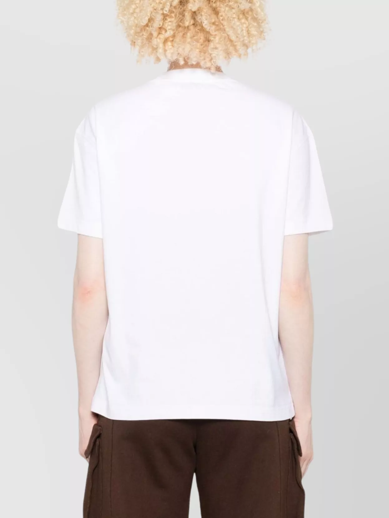 Off-White Floral Embroidery Cotton Crew Neck T-Shirt
