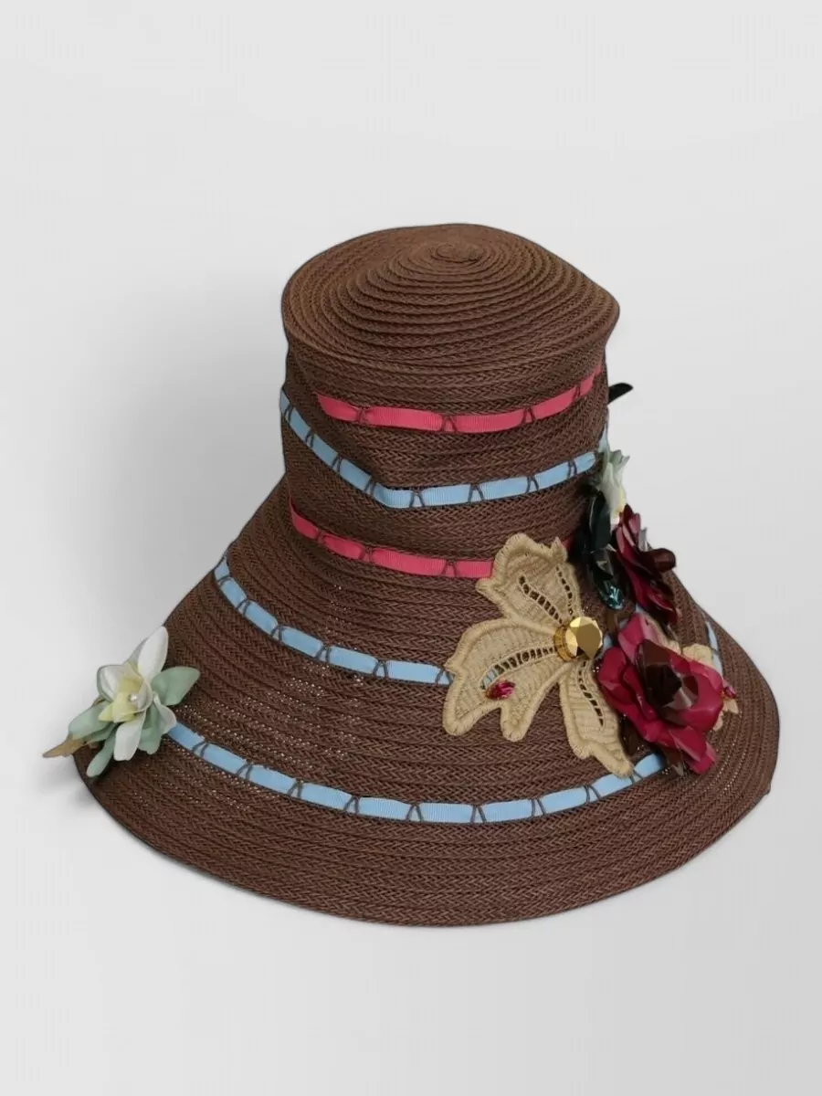 Dolce&Gabbana Knitted Floral-Appliqué Sun Hat