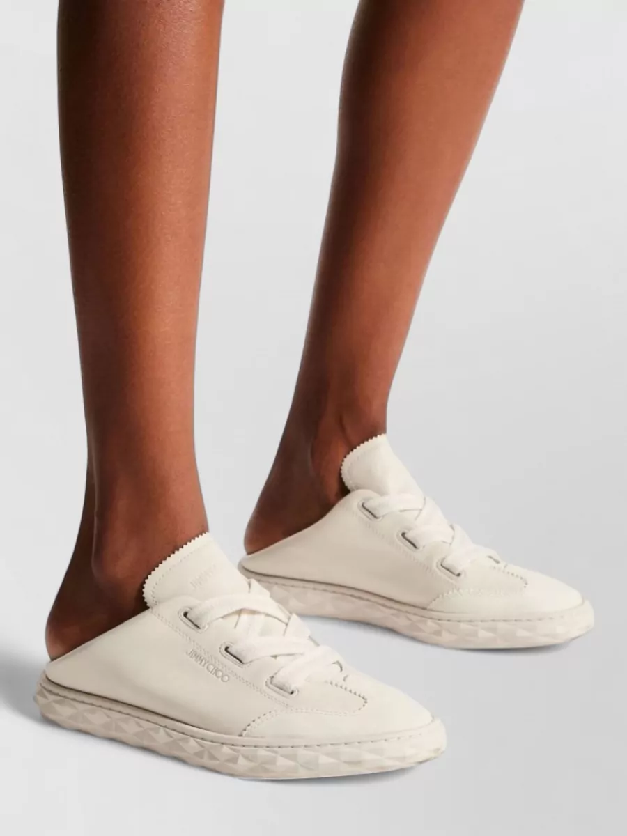 Jimmy Choo Diamond Flex Lightweight Leather Trainers With Collapsible Heel In White