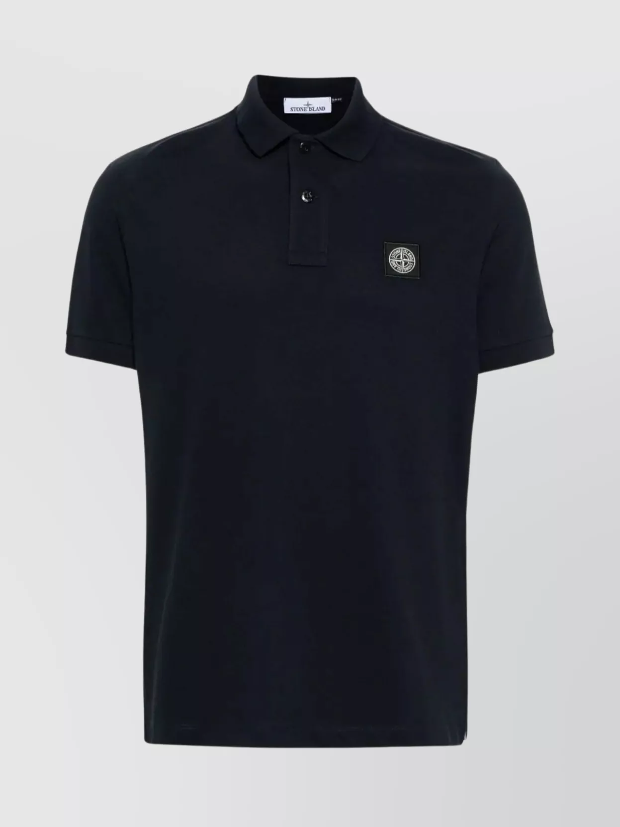 Shop Stone Island Ribbed Collar Slim Fit Polo In Black