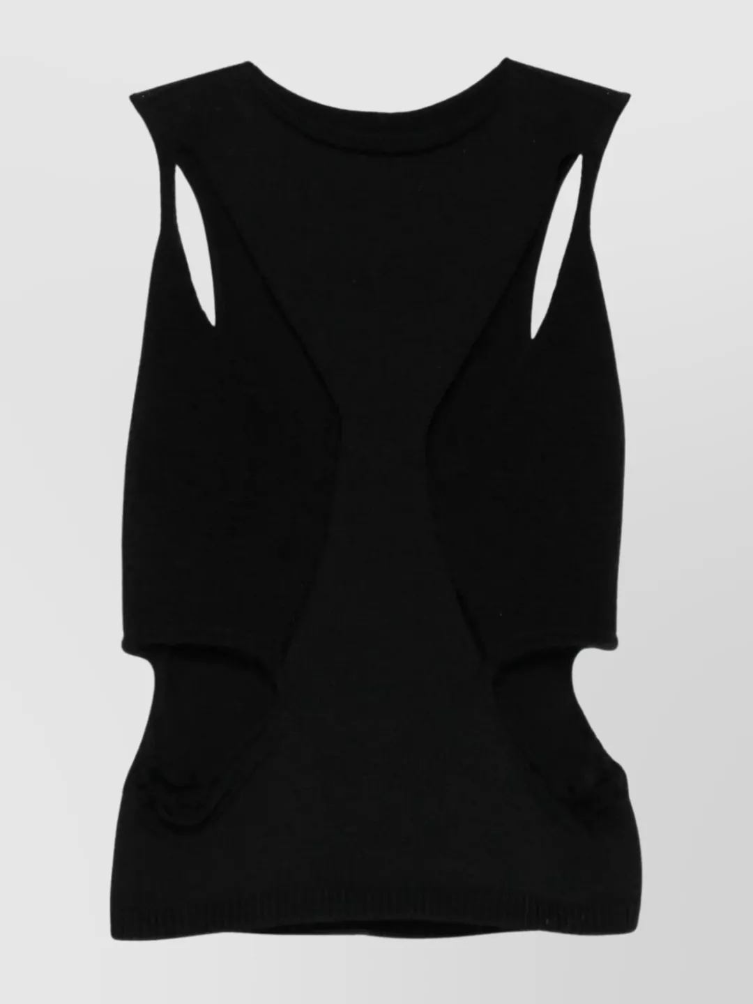 Rick Owens Sleeveless Top With Cut-out And Ribbed Edges In Black