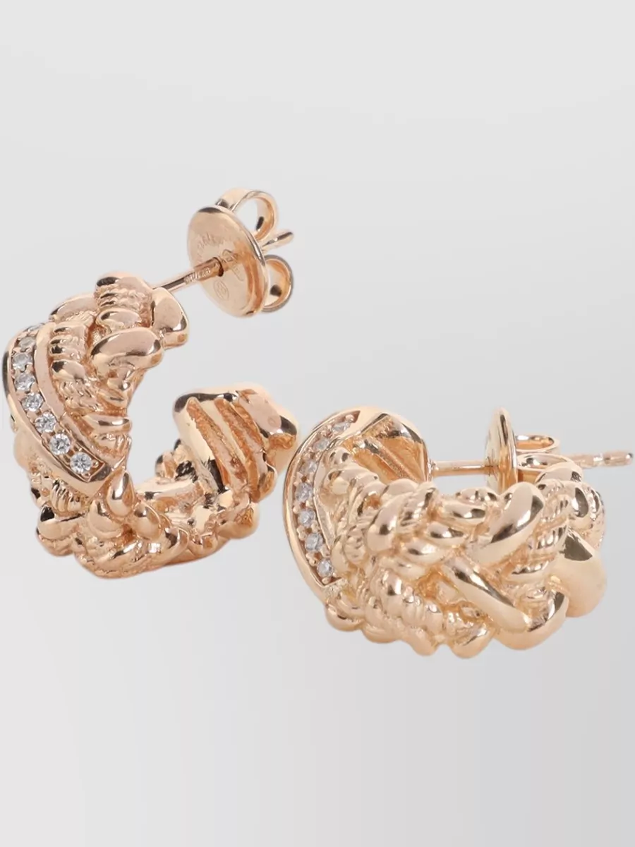 Bottega Veneta Crystal Embellished Hoop Earrings