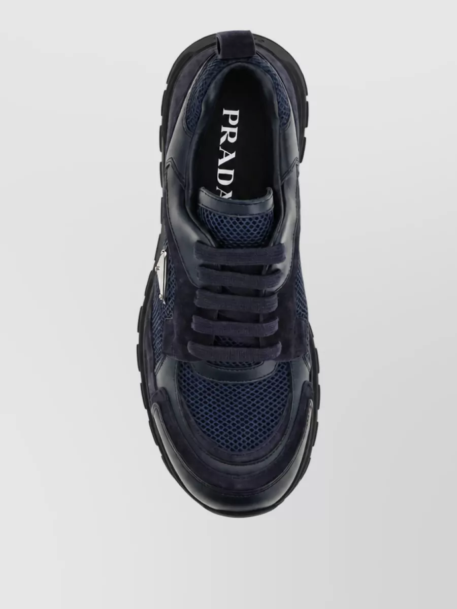 Prada Leather And Fabric Low-Top Sneakers