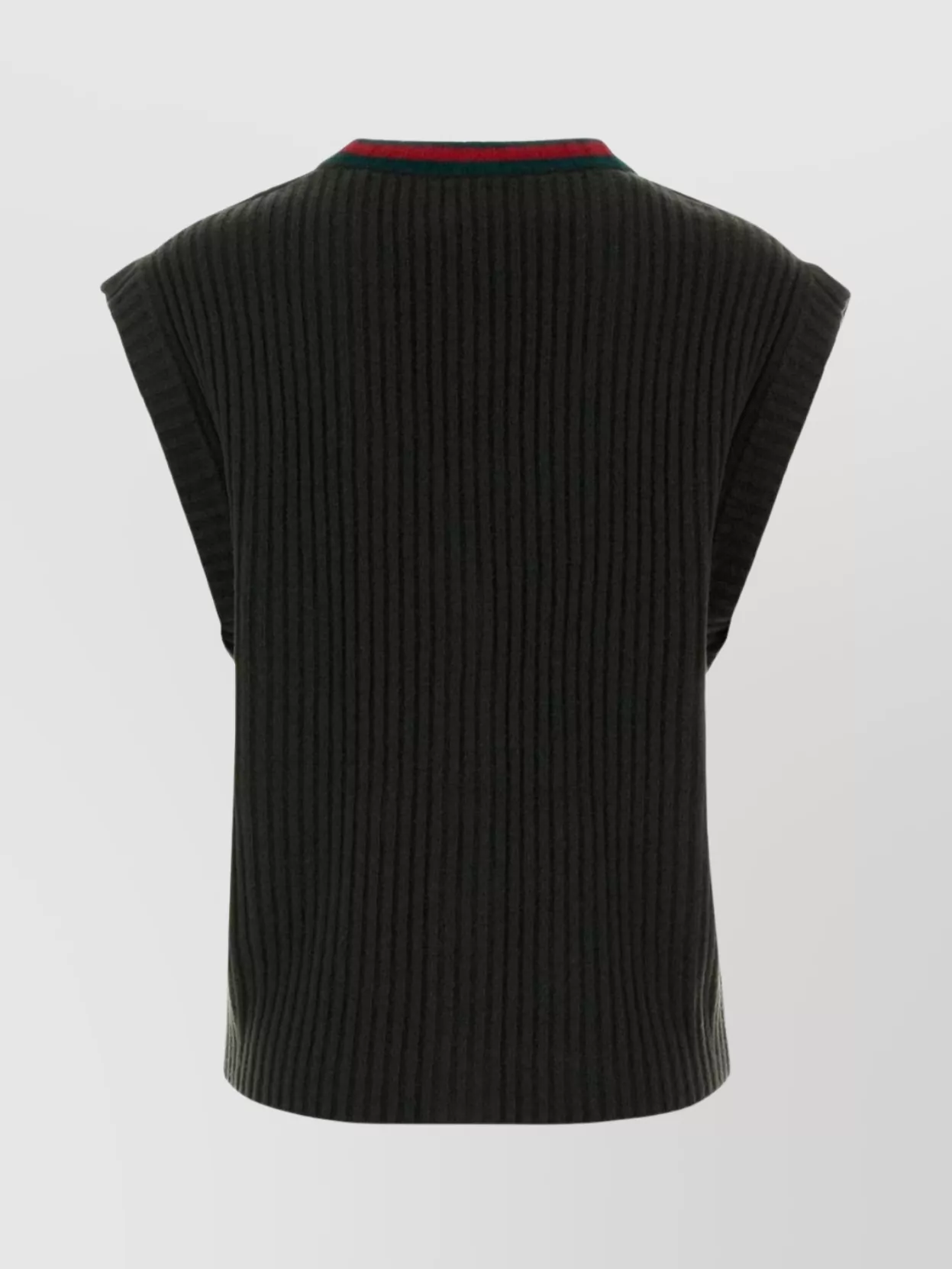 Gucci Wool Vest With Front Pockets And Ribbed Texture In Black
