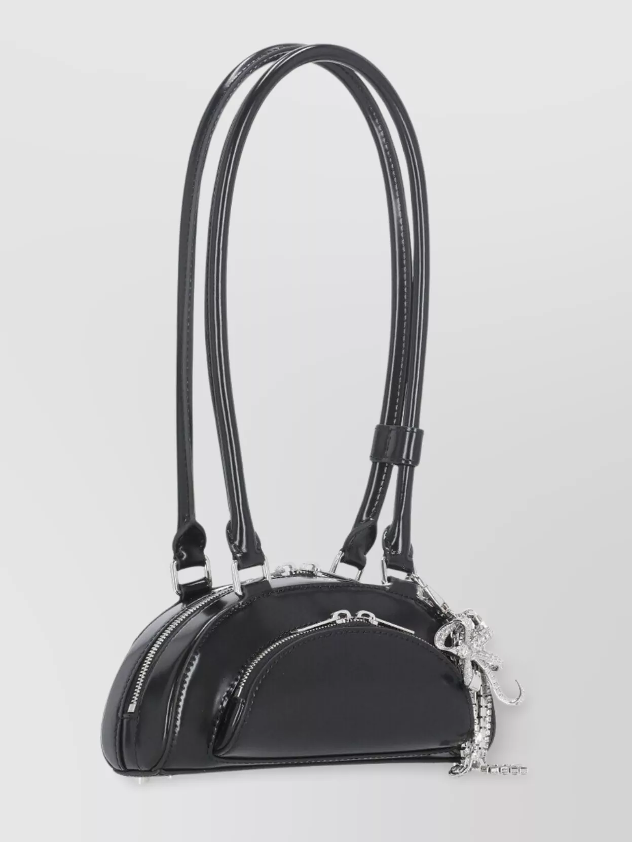 Self-Portrait Structured Leather Shoulder Bag With Strass Detail
