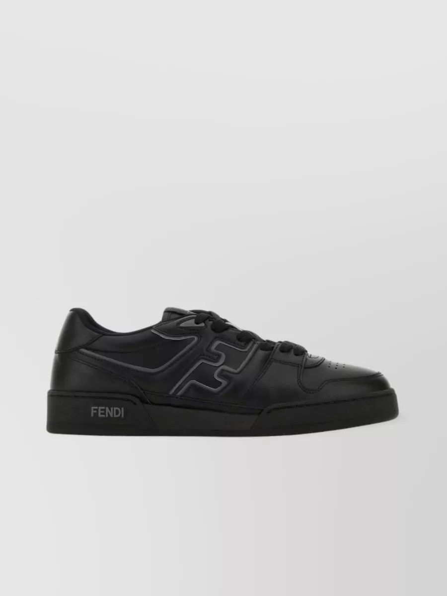 Shop Fendi Ankle Padding Match Leather Sneakers In Black