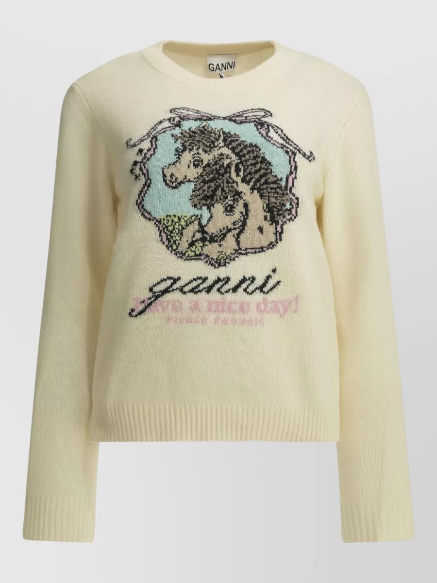 Ganni Wool crew-neck sweater