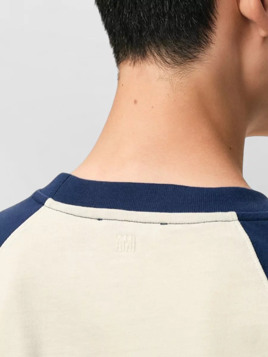 Ami Paris Ami De Coeur Contrast Sleeve Cotton T-Shirt