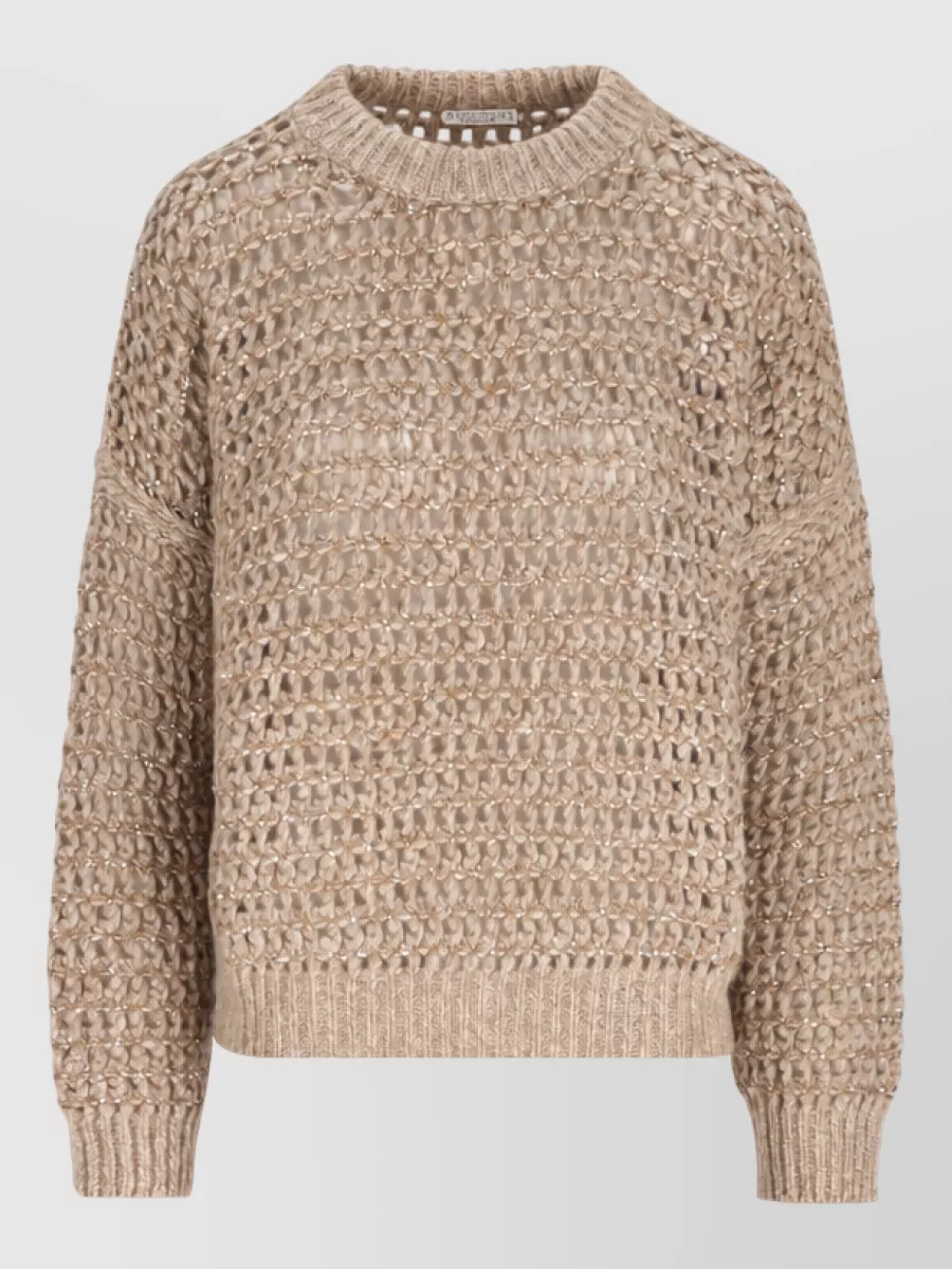 Brunello Cucinelli Cashmere wool openwork relaxed-fit cropped sweater
