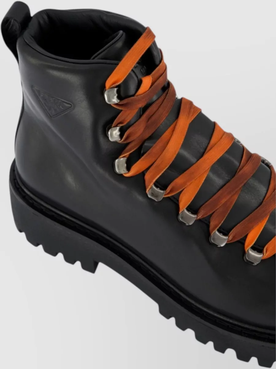 Prada Leather Lace-Up Ankle Boots