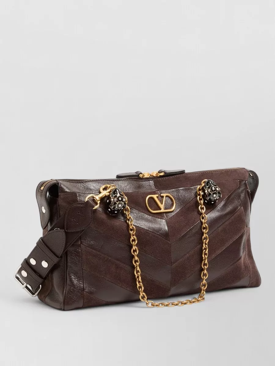 Valentino Suede Patchwork Medium Shoulder Bag