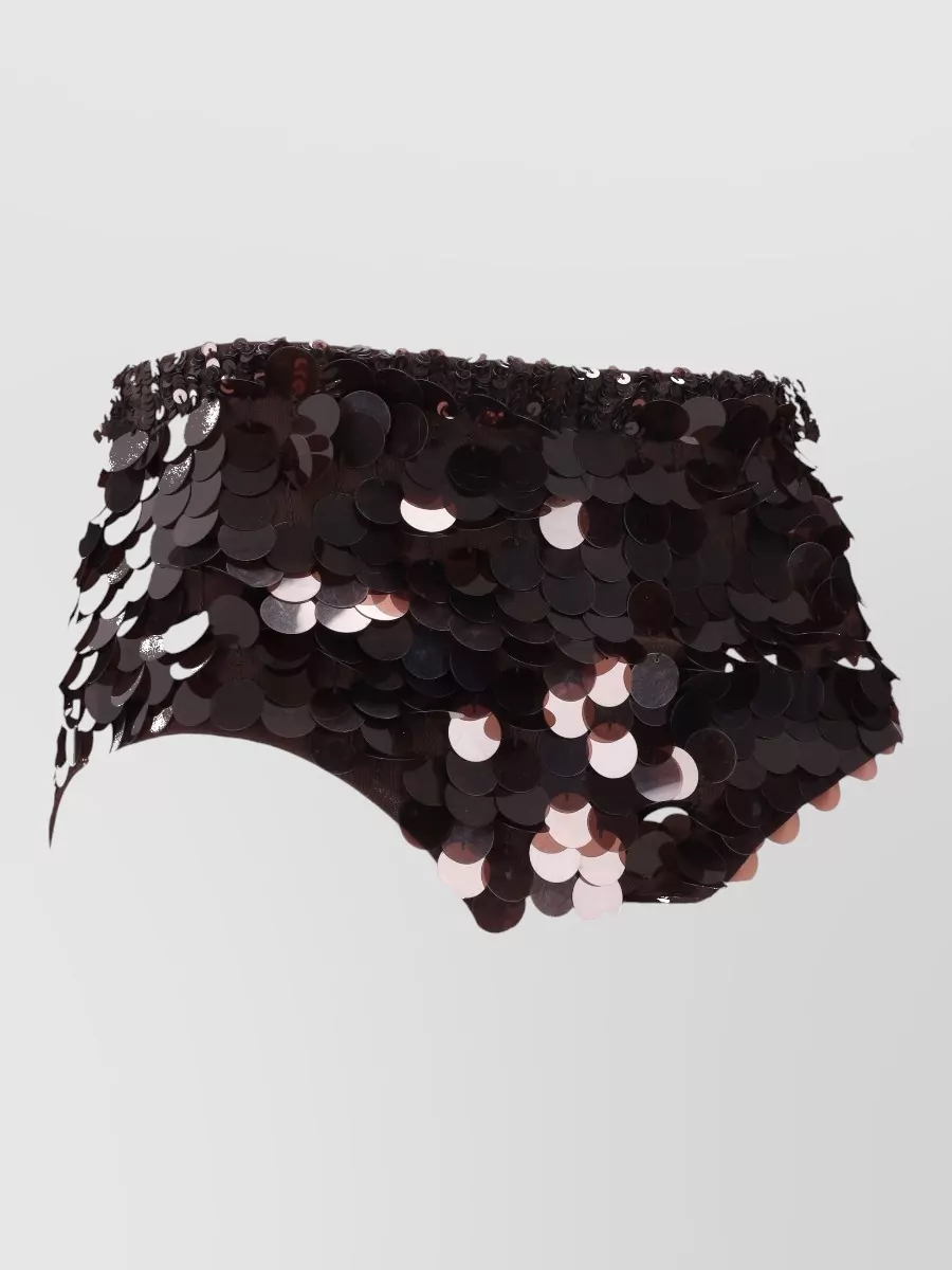 Parosh Sequined Shorts Featuring Elastic Waistband