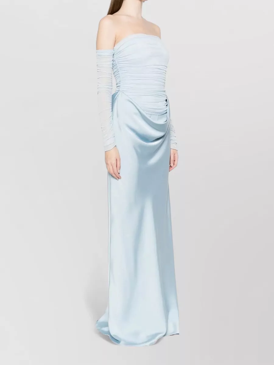 Rotate Ruched Off-Shoulder Maxi Dress