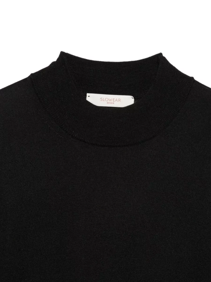 Zanone Cashmere Silk Short-Sleeve Turtleneck Top