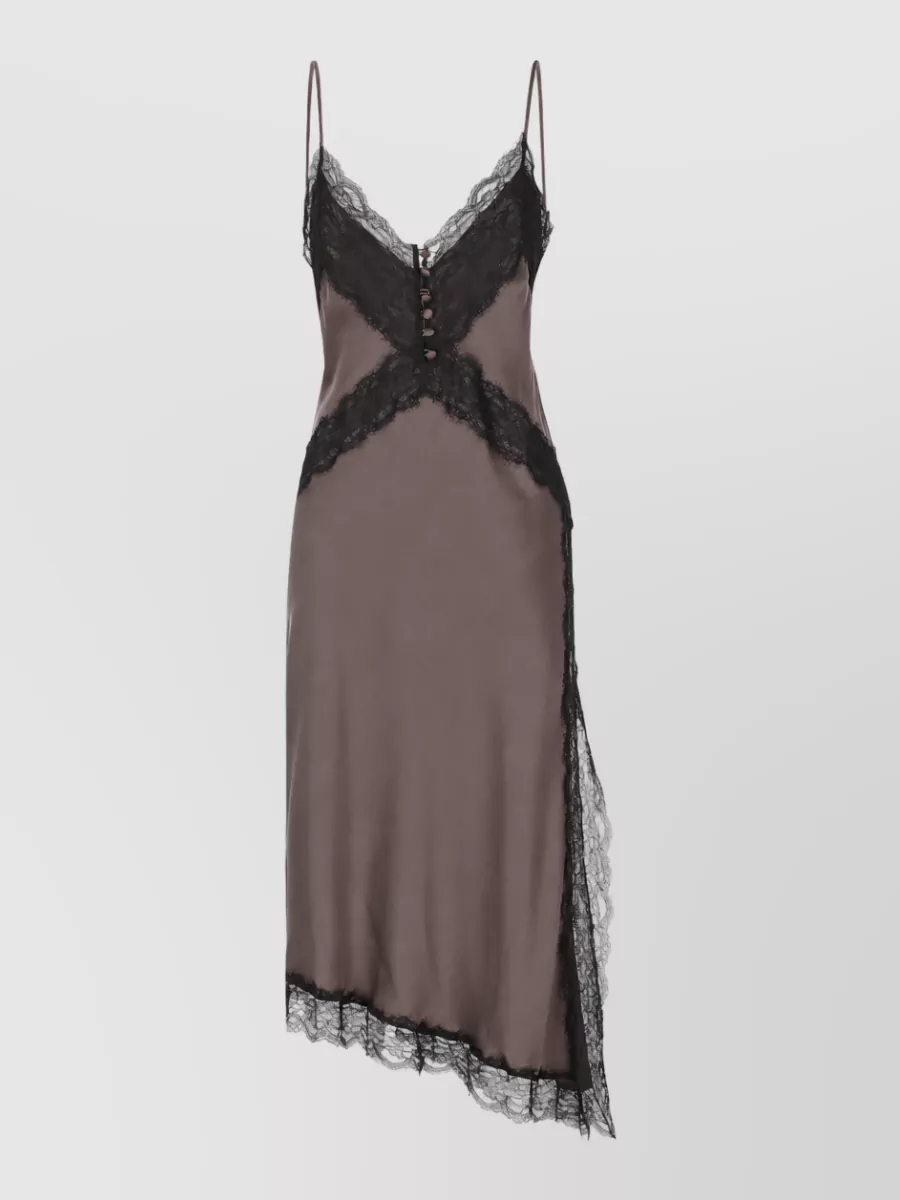 The Andamane cupro lace-trim v-neck knee-length nightdress