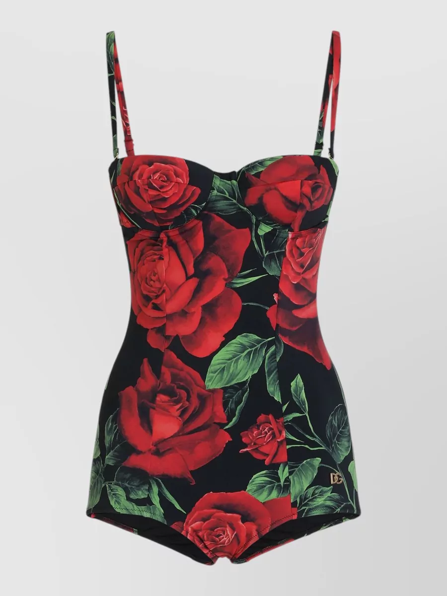 Dolce&Gabbana floral-print balconette cutout one-piece swimsuit