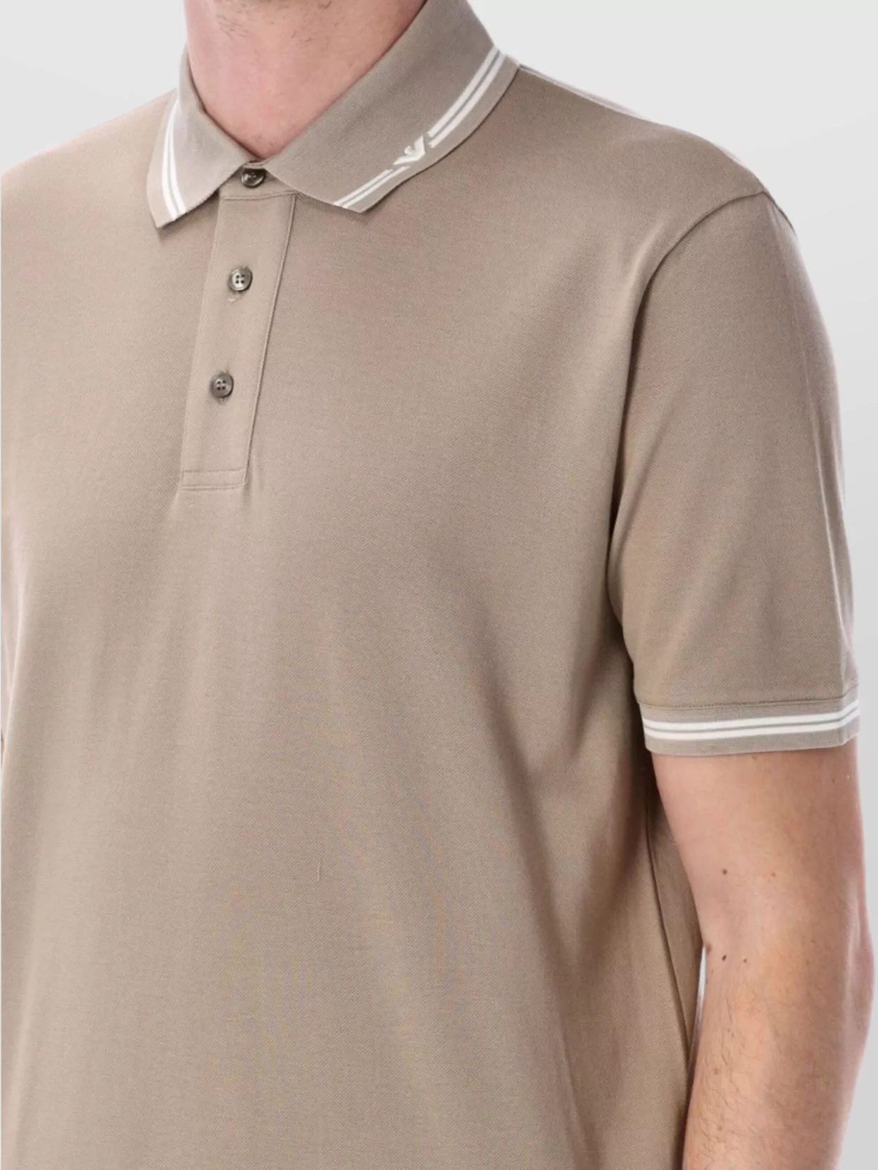 Emporio Armani Polo Collared Shirt Ribbed Cuffs
