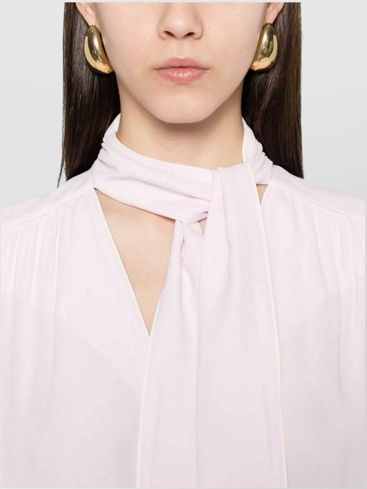 Elisabetta Franchi Pleated Tie Neck Long Sleeve Shirt
