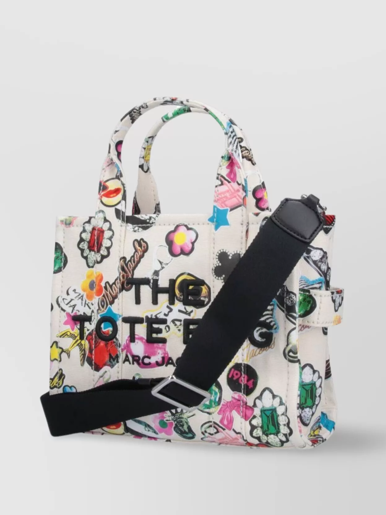 MARC JACOBS GRAPHIC PRINT TOTE BAG WITH TOP HANDLES AND DETACHABLE STRAP