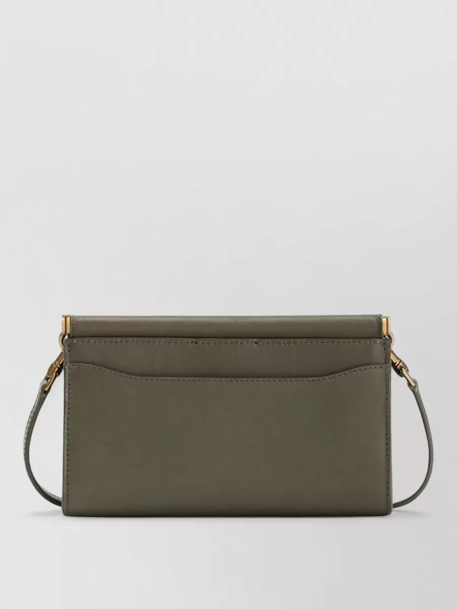 Dolce & Gabbana Leather Phone Clutch Bag Shoulder Strap In Green