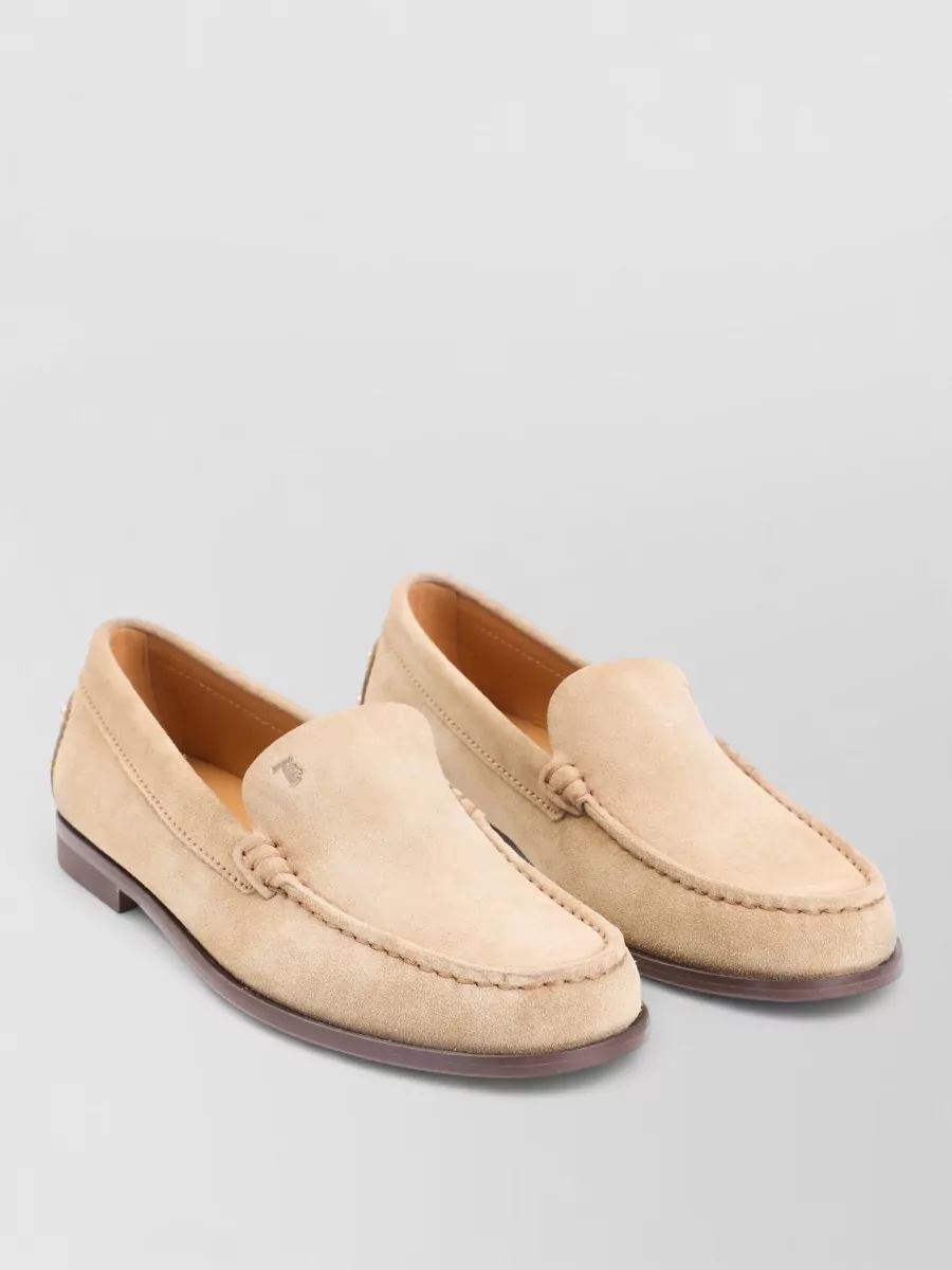 Tod's Loafers Round Toe Studded Detail Suede In Neutral