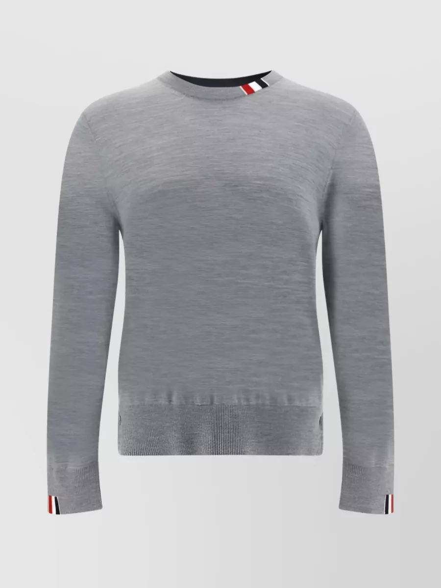 Shop Thom Browne Wool Crewneck With Sleeve Logo Patch In Grey