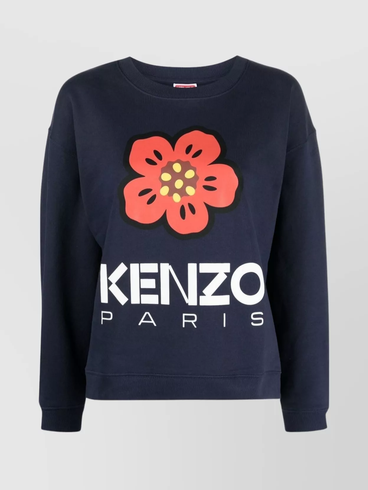 Shop Kenzo Floral Graphic Drop Shoulder Knitwear In Blue
