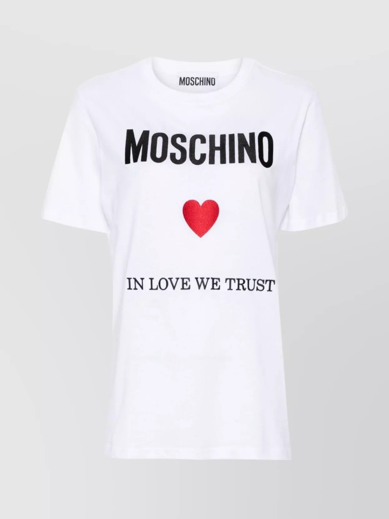 Shop Moschino Crew Neck Slogan T-shirt In White