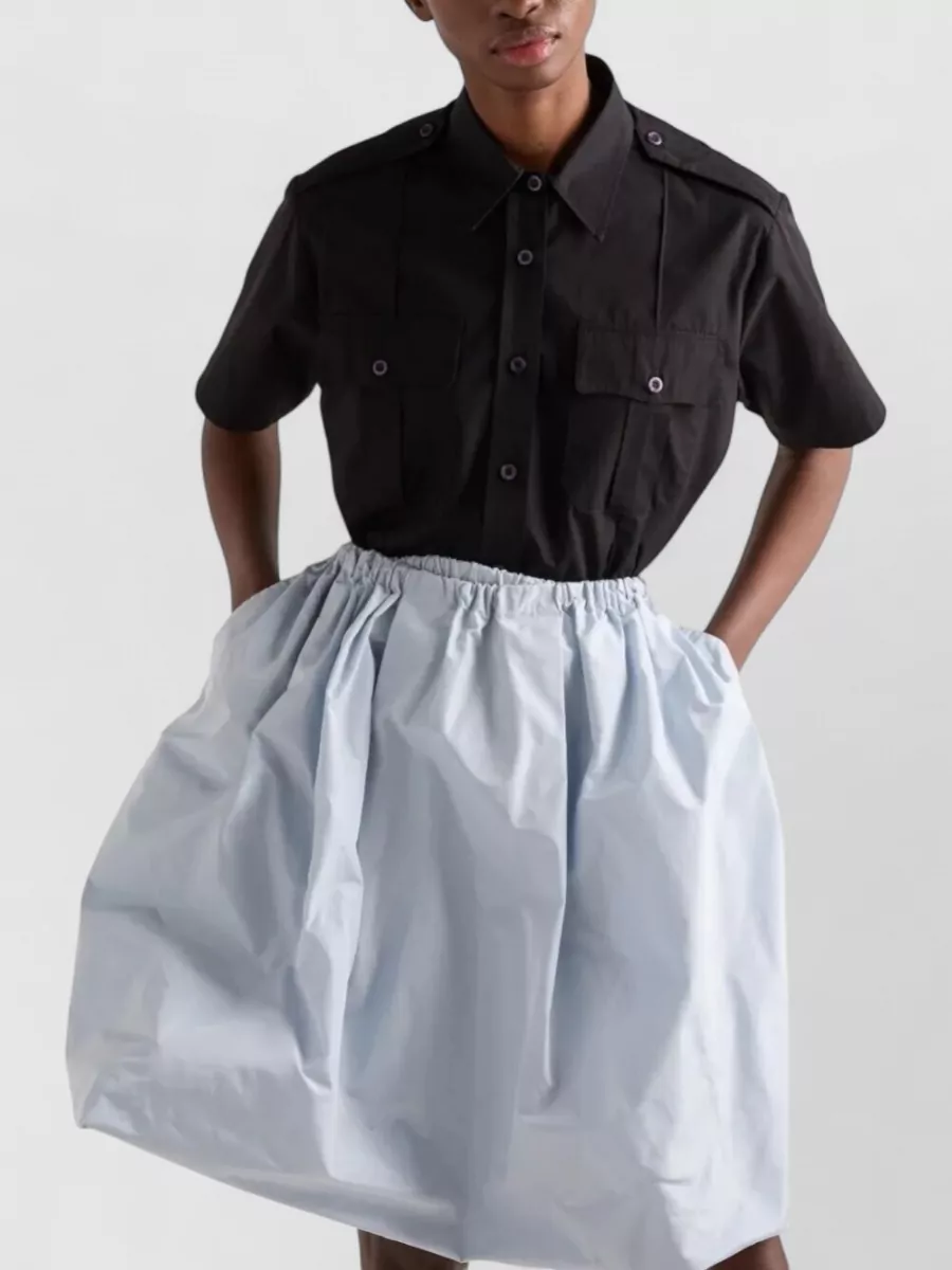 Prada Silk Gathered Midi Full Skirt