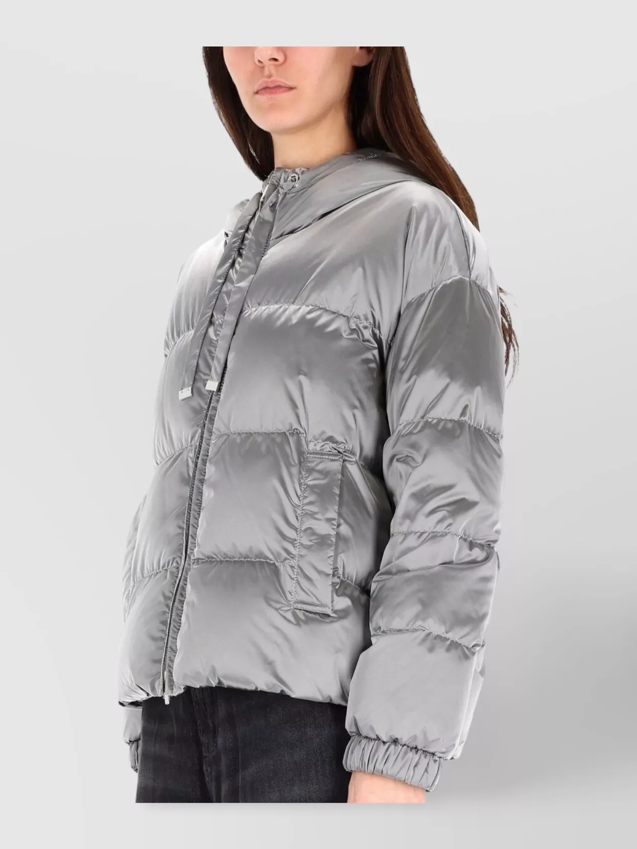 S Max Mara Satin Quilted Jacket Hooded Design