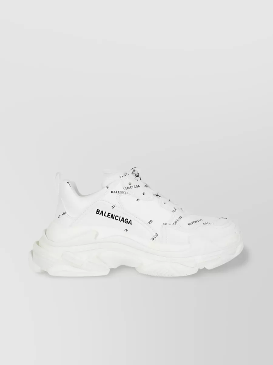 Shop Balenciaga Triple S Round-toe Sneakers In White