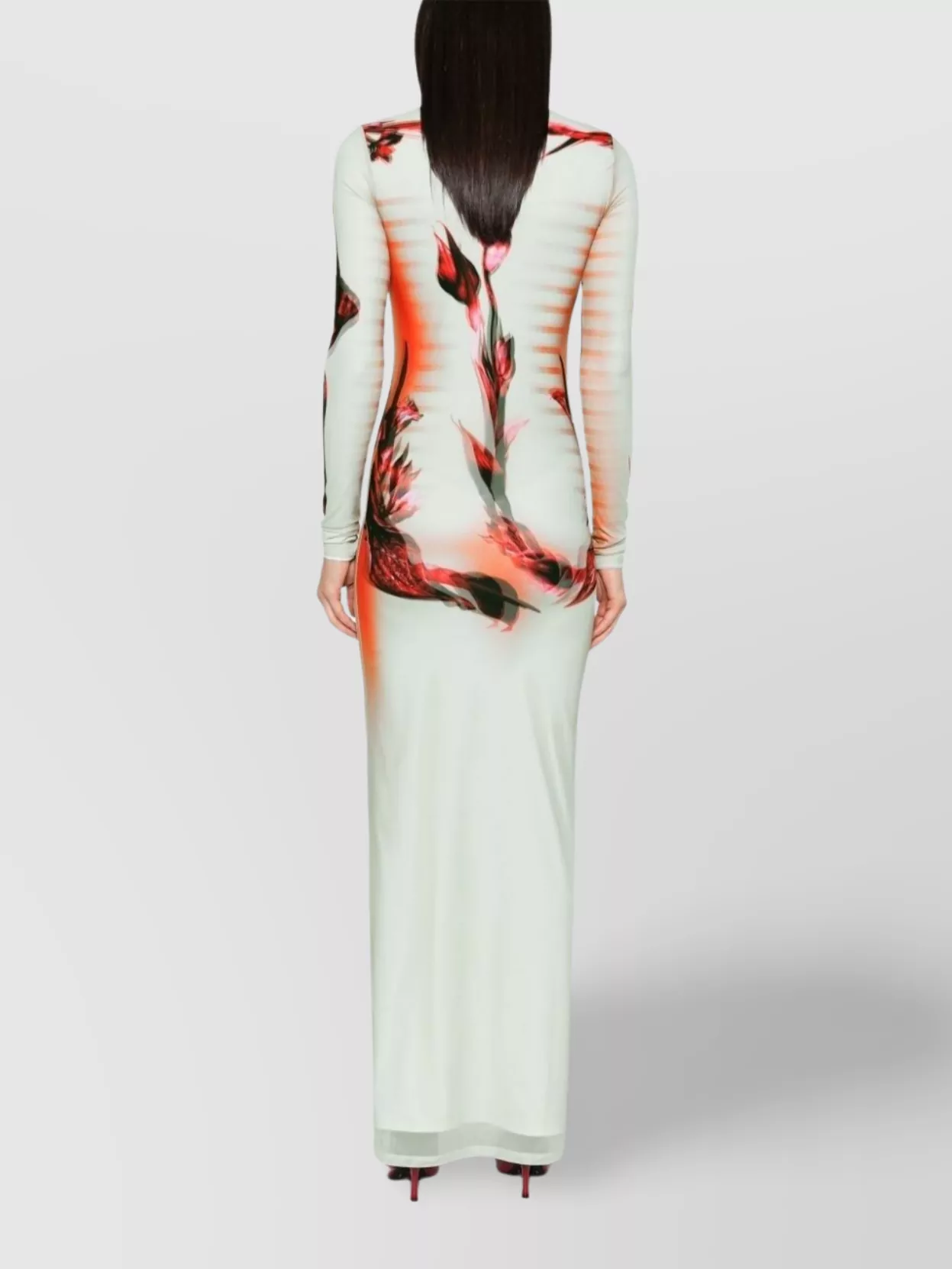 Shop Jean Paul Gaultier Floral Print Maxi Length Long Sleeve Dress In Pink