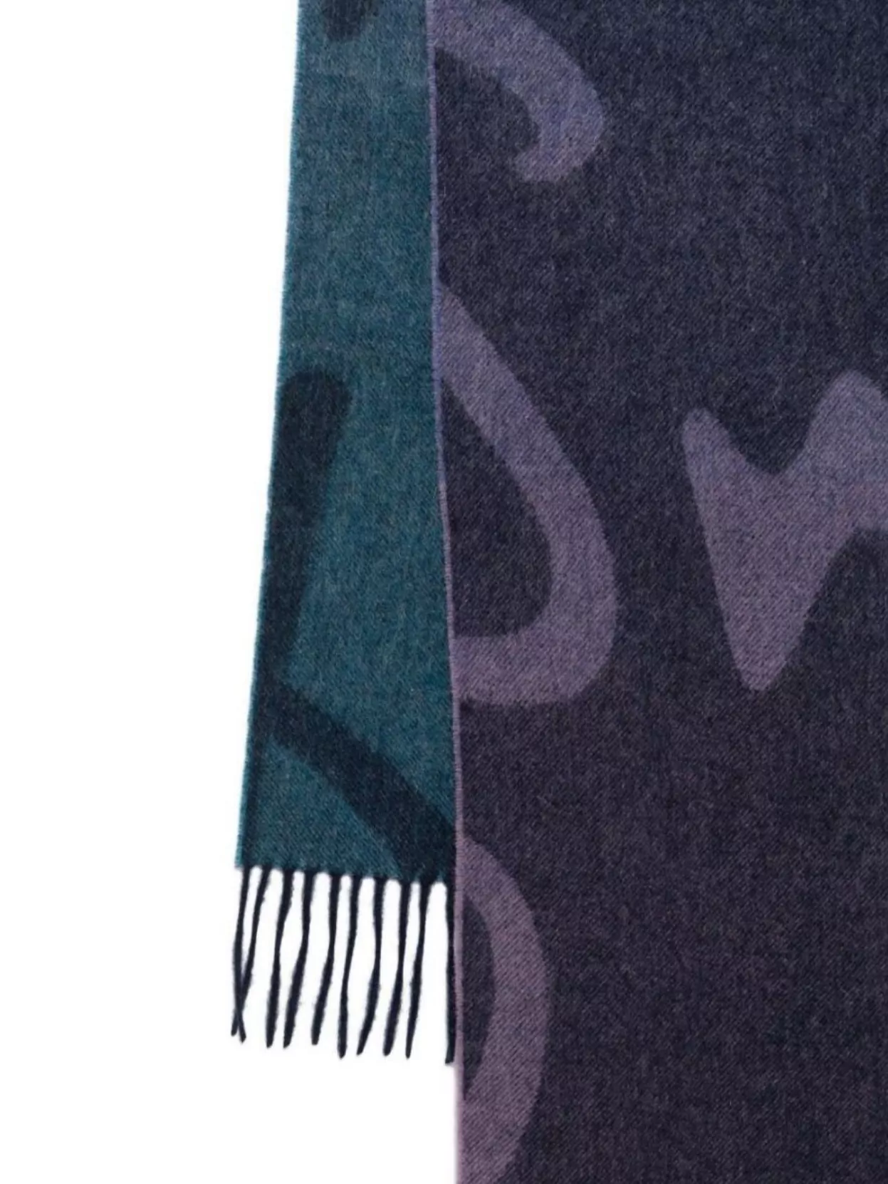 Paul Smith Abstract Pattern Color Block Fringed Scarf