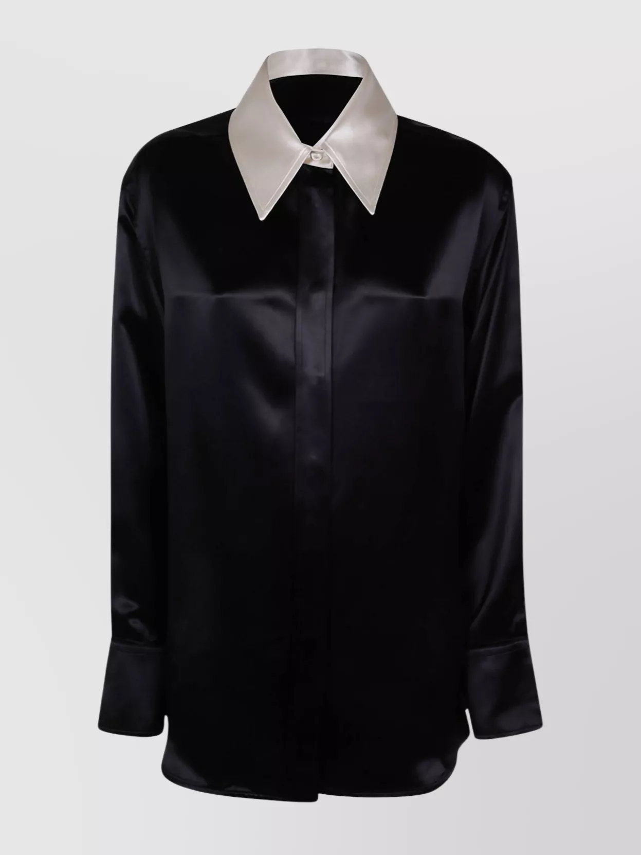 Jil Sander Long Sleeve Satin Shirt With Contrast Collar