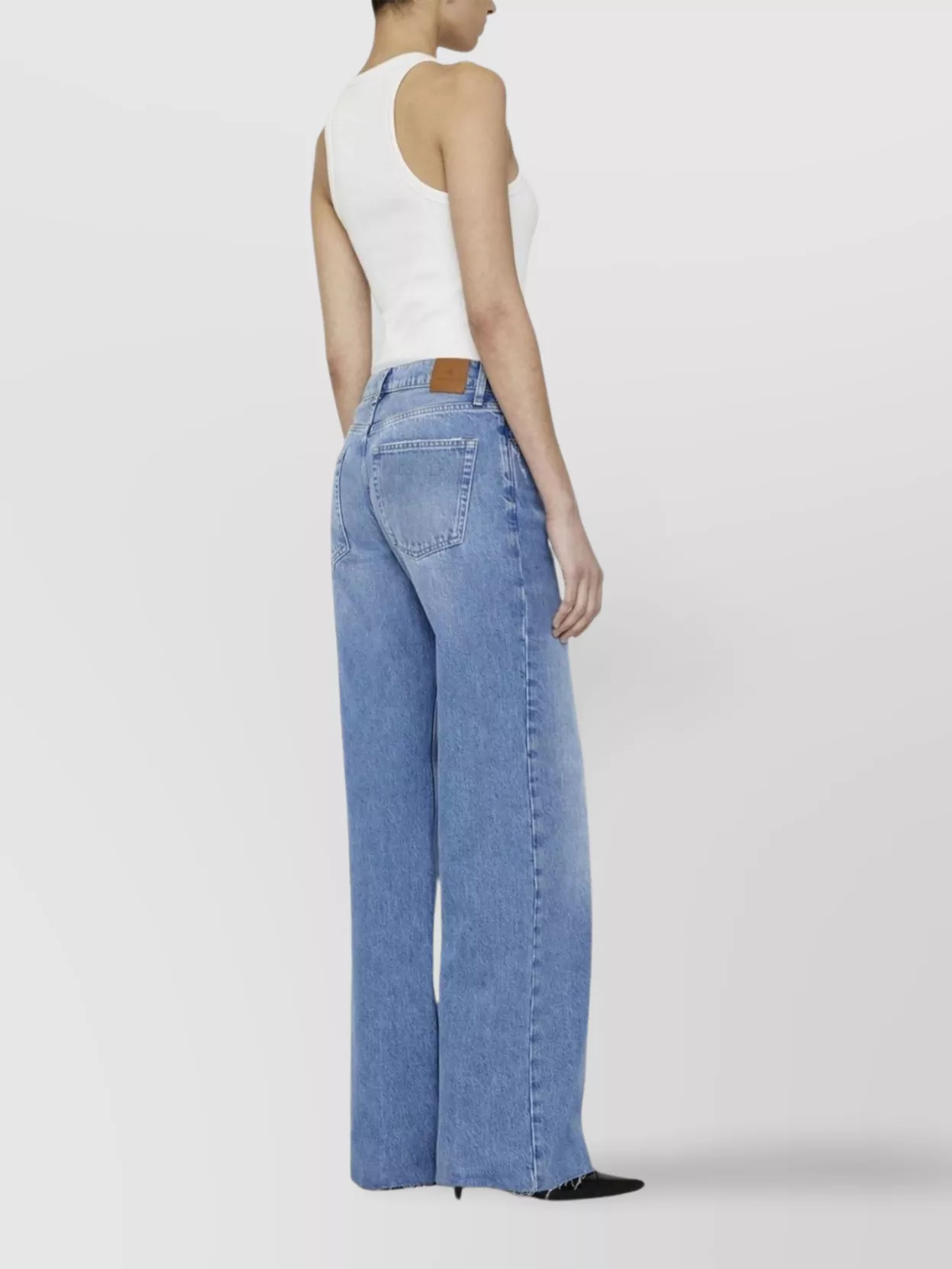Shop Anine Bing Logo Patch Wide-leg Jeans