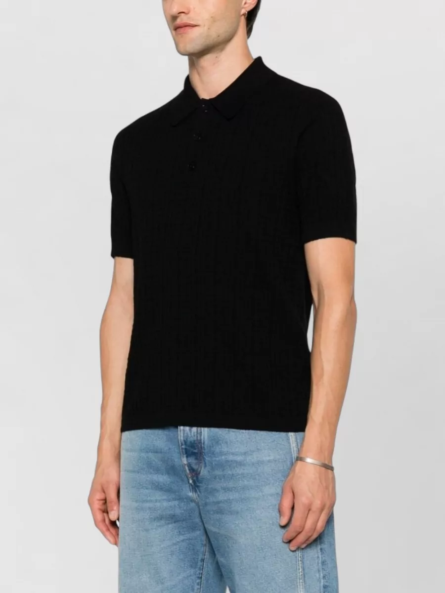 Balmain Ribbed Knit Short-Sleeve Polo Shirt