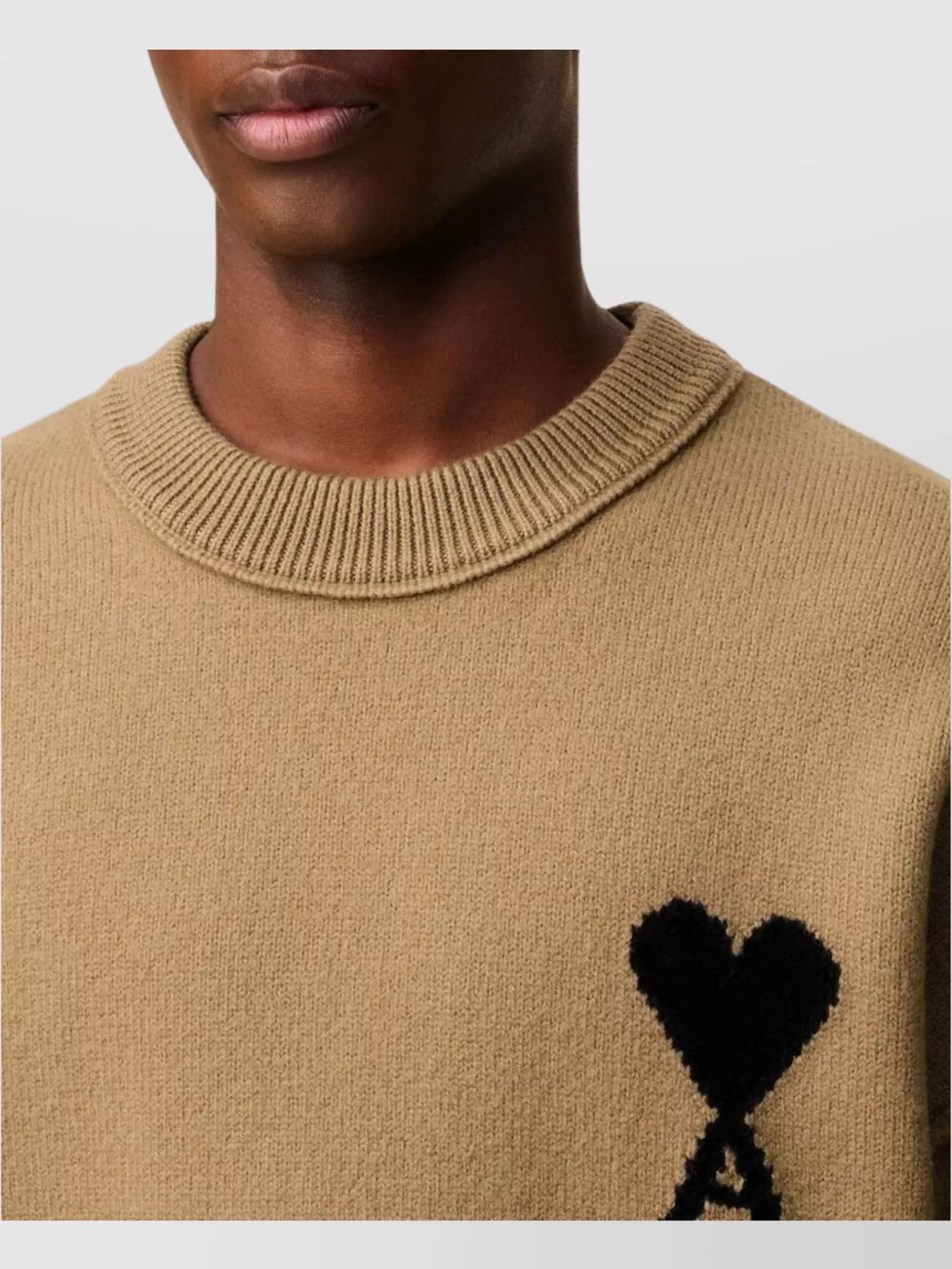 Ami Alexandre Mattiussi Ami Bronze Knit Sweater With Inside-out Seams And Heart Logo In Brown