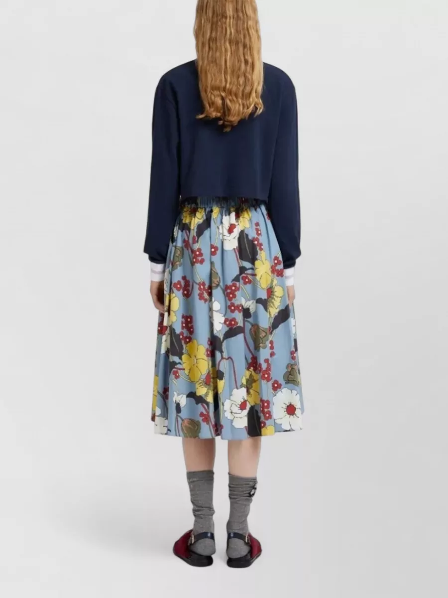 Marni Poplin Elasticated Midi Skirt Melodia Floral