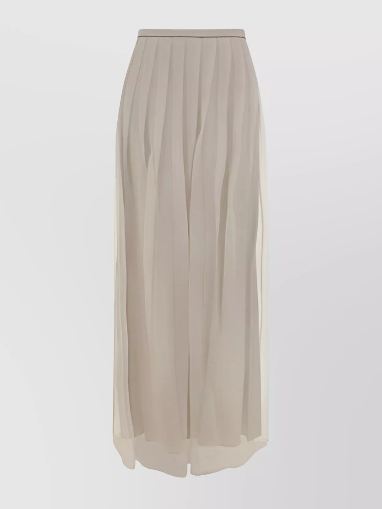 Brunello Cucinelli Sheer Overlay Silk Skirt With Jewel Detail In Neutral