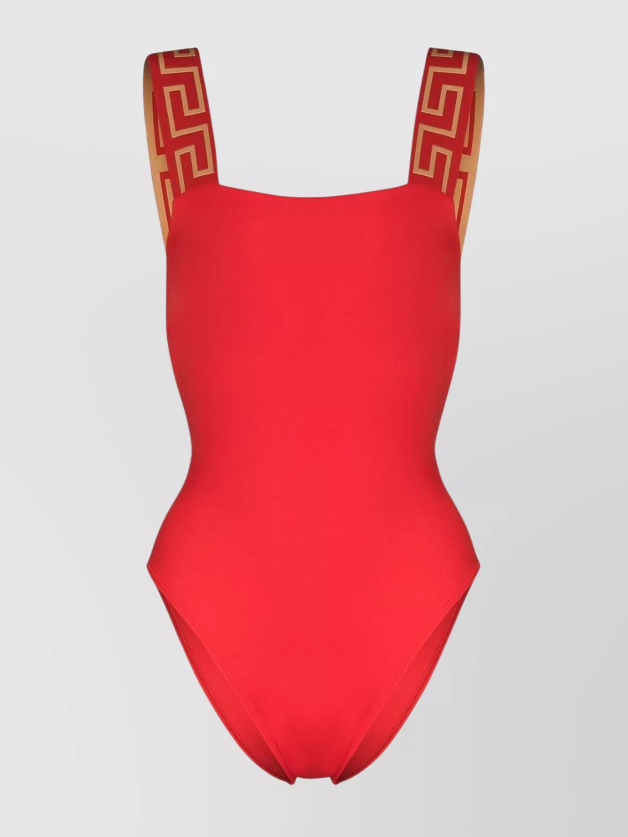 Shop Versace High-cut Leg Swimsuit With Patterned Straps