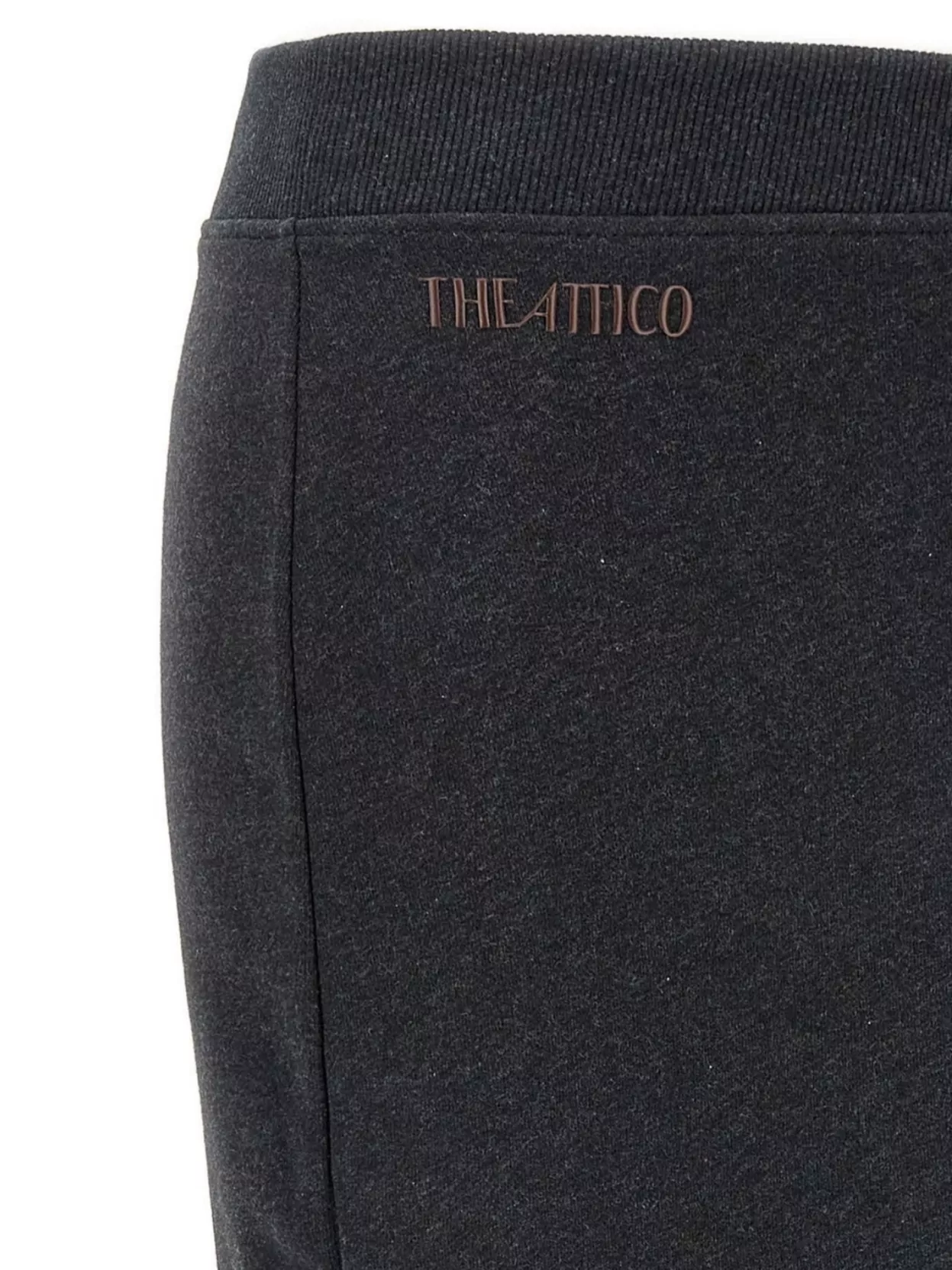 Attico Ribbed Waist Midi Skirt With Side Slit